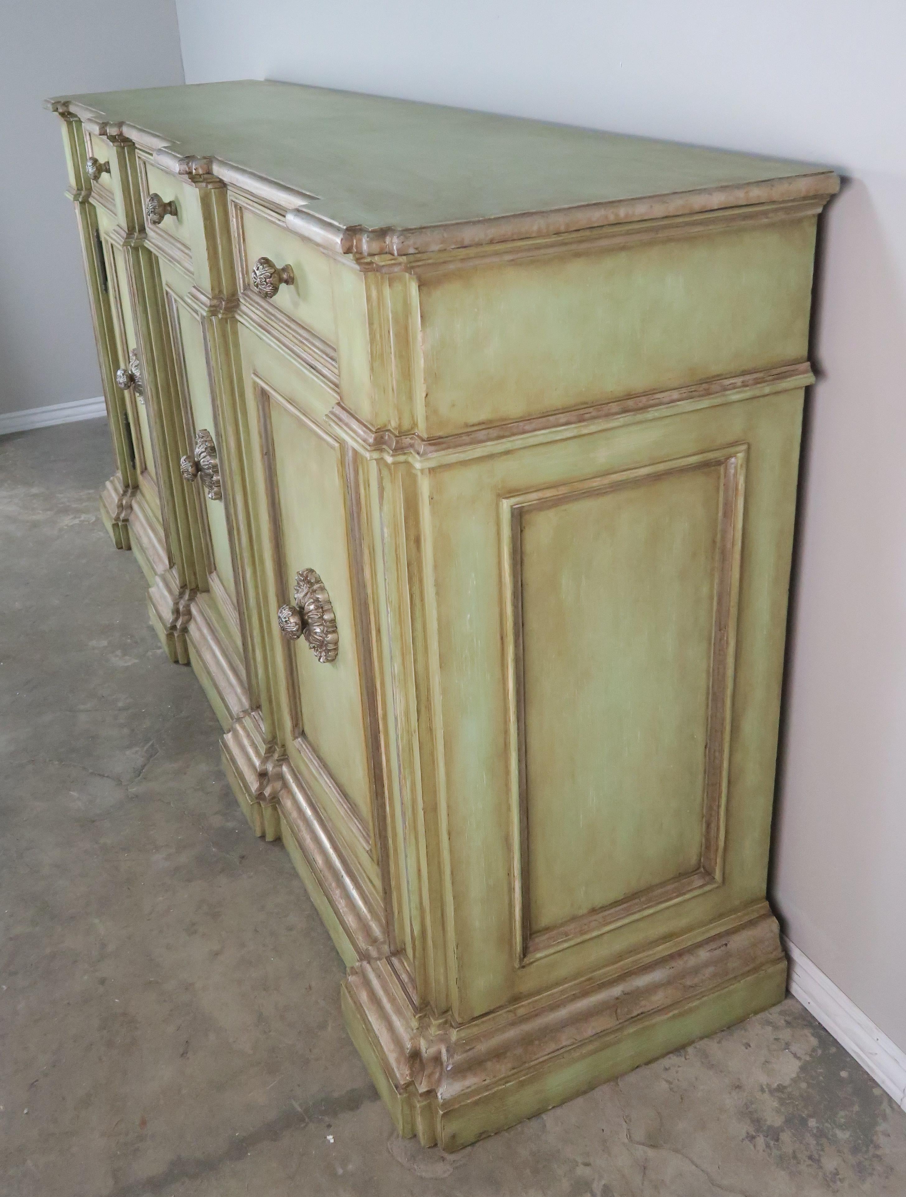 Mid-20th Century Italian Painted Neoclassical Style Painted and Credenza