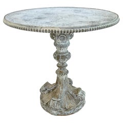 Table d'appoint italienne peinte avec plateau rond en miroir vieilli