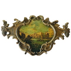 Venetian or Italian Boiserie Painted Overdoor with Grand Canal Scene