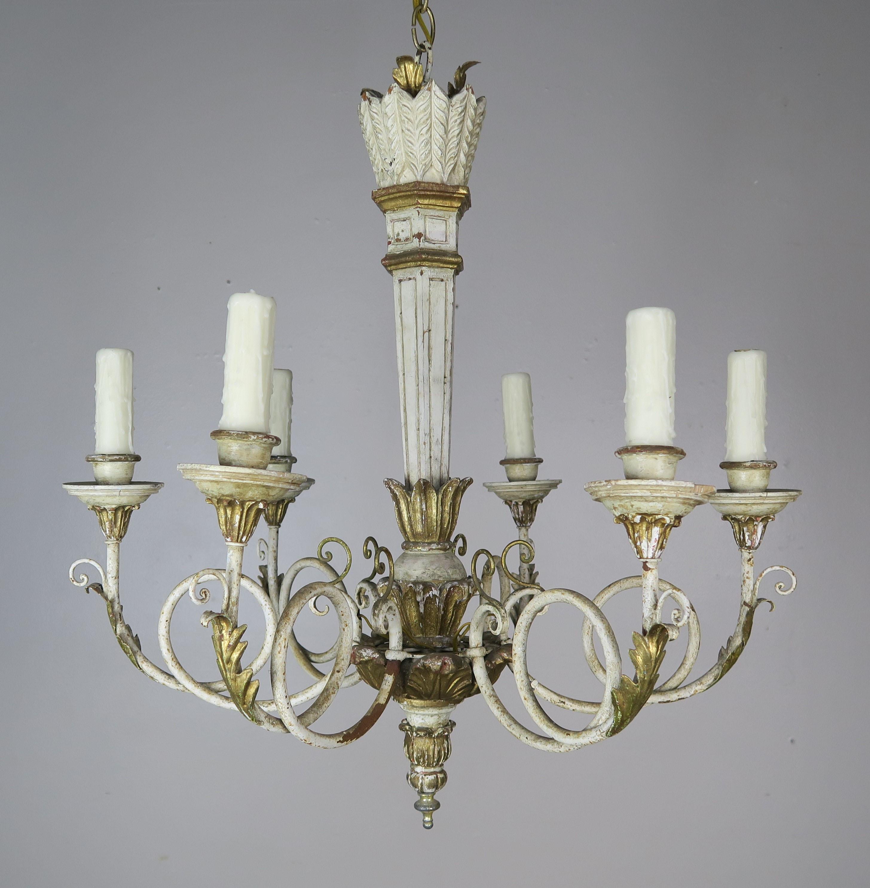Italian Painted and Parcel-Gilt Neoclassical Style Chandelier 5