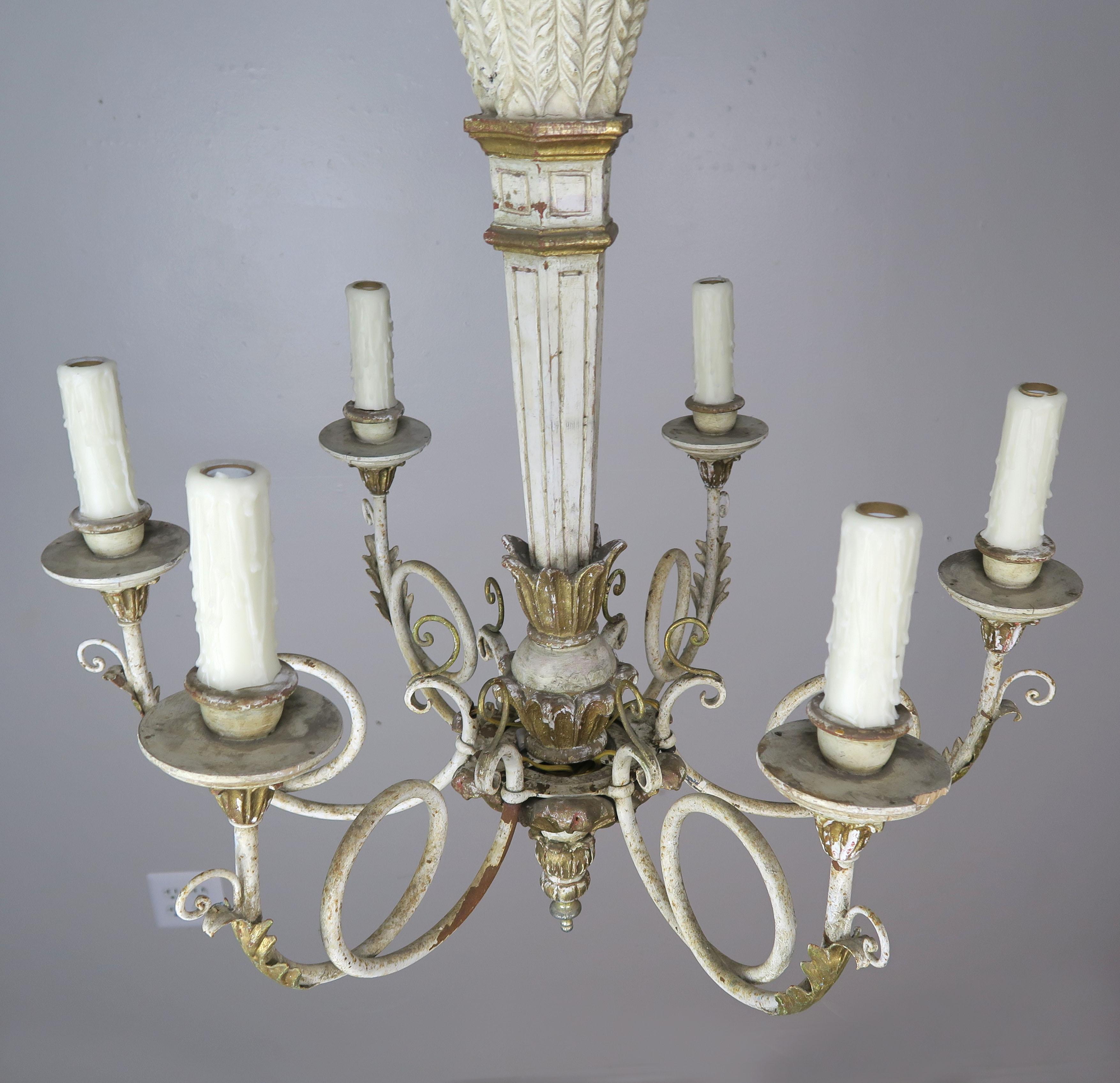 Hand-Painted Italian Painted and Parcel-Gilt Neoclassical Style Chandelier