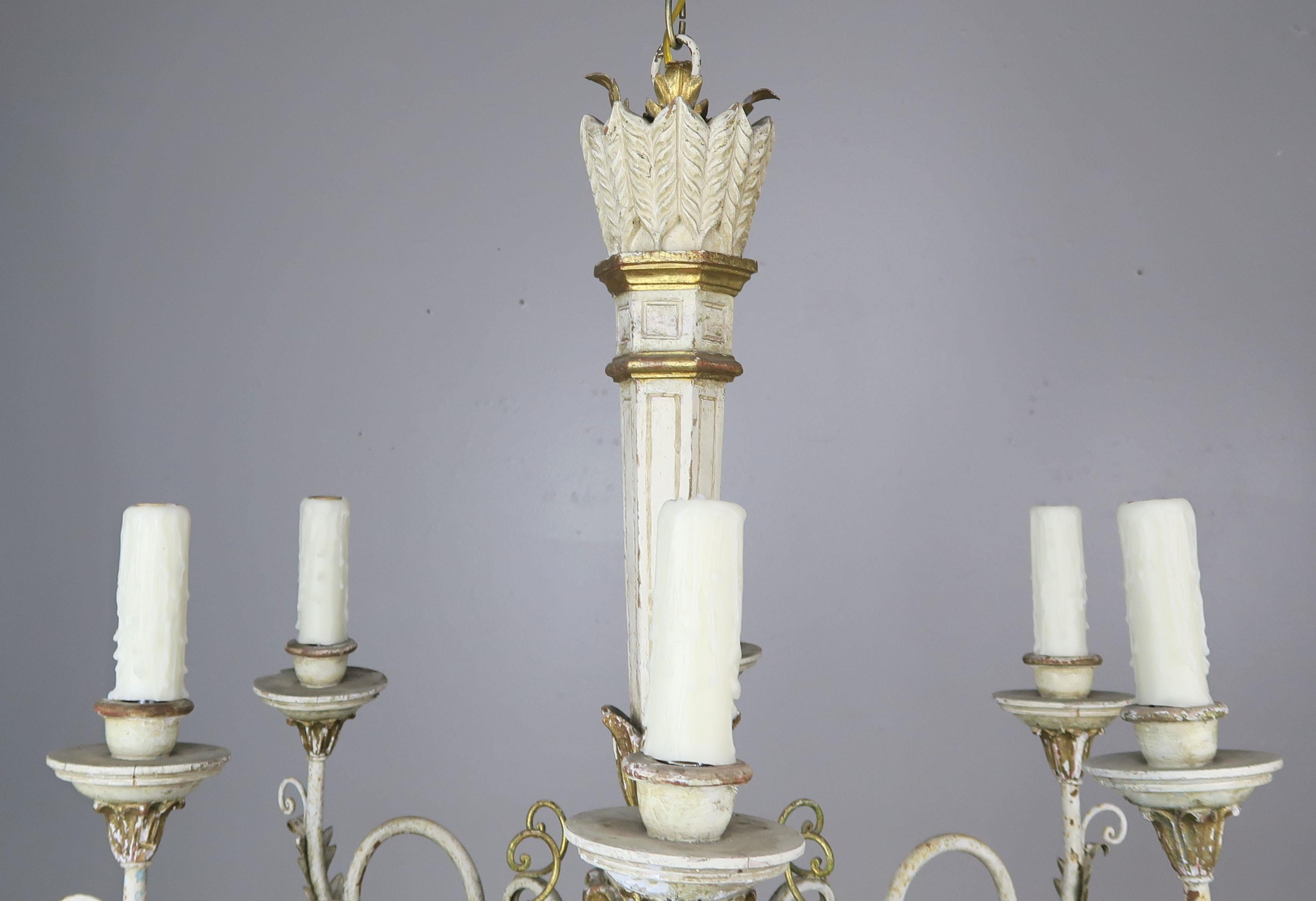 20th Century Italian Painted and Parcel-Gilt Neoclassical Style Chandelier