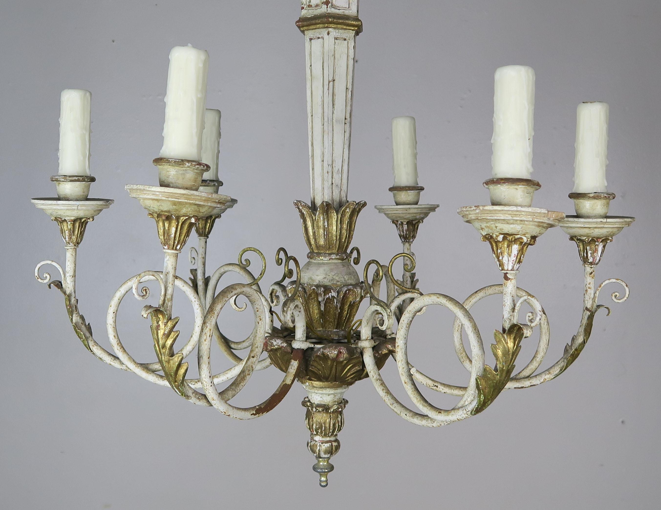 Italian Painted and Parcel-Gilt Neoclassical Style Chandelier 2