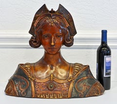 Italian Painted Plaster Bust of a Renaissance Queen in Bejeweled Costume C. 1880