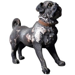 Italian Painted Plaster Model of a Pug Dog, circa 1900