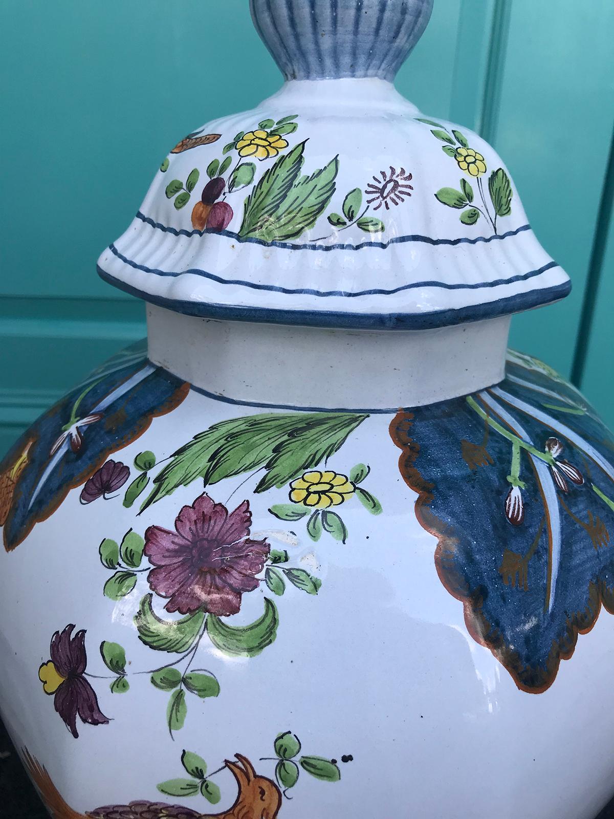 Italian Painted Porcelain Lamp, circa 1970s-1980s 1