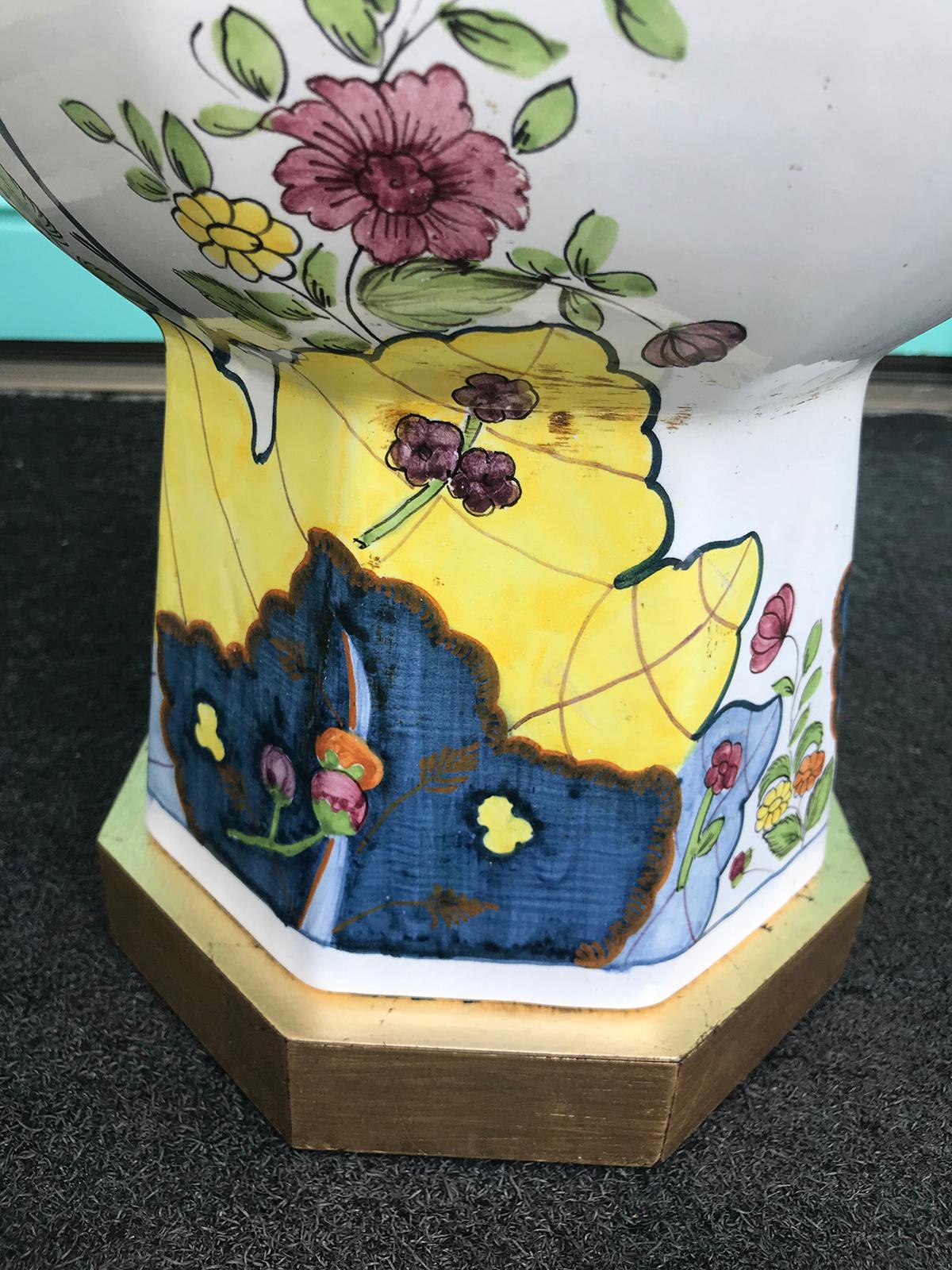 Italian Painted Porcelain Lamp, circa 1970s-1980s 3