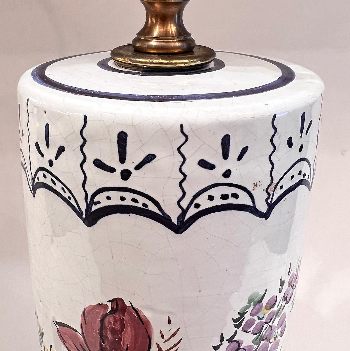Mid-20th Century Italian Painted Porcelain Lamp For Sale
