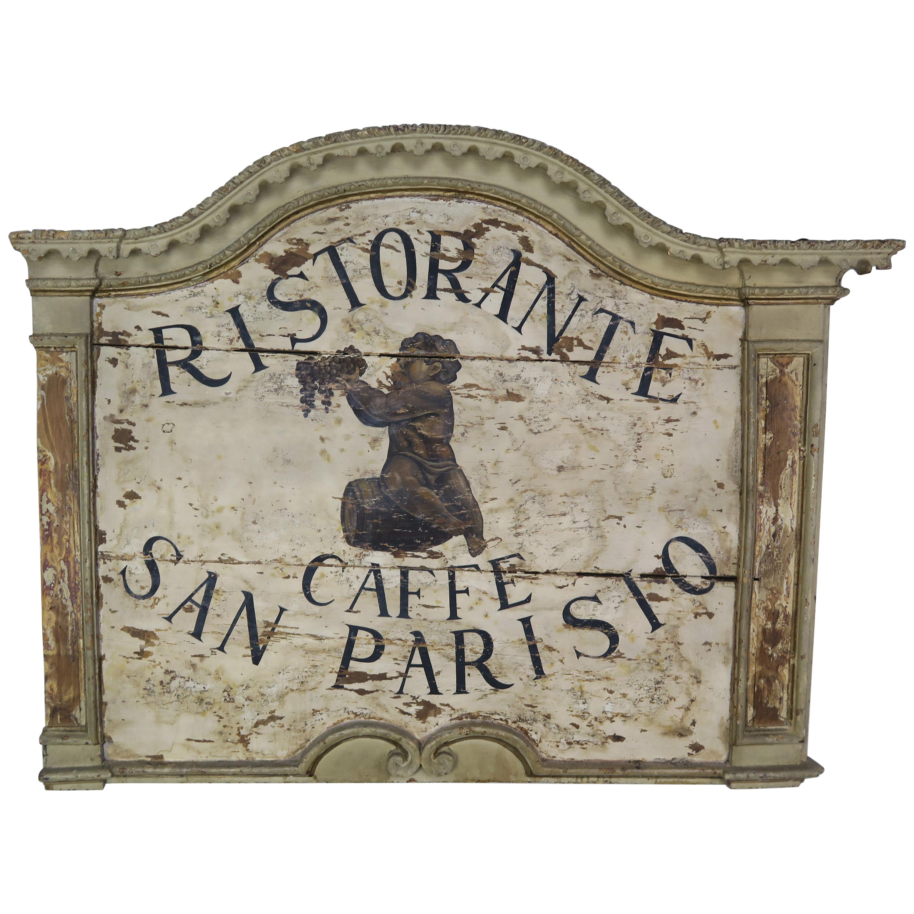 Italian Painted "Ristorante Caffe San Parisio" Sign
