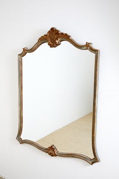 Italian Painted Rococo Style Shield Shaped Mirror