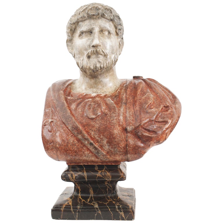 Italian Painted Roman Emperor Bust For Sale at 1stDibs