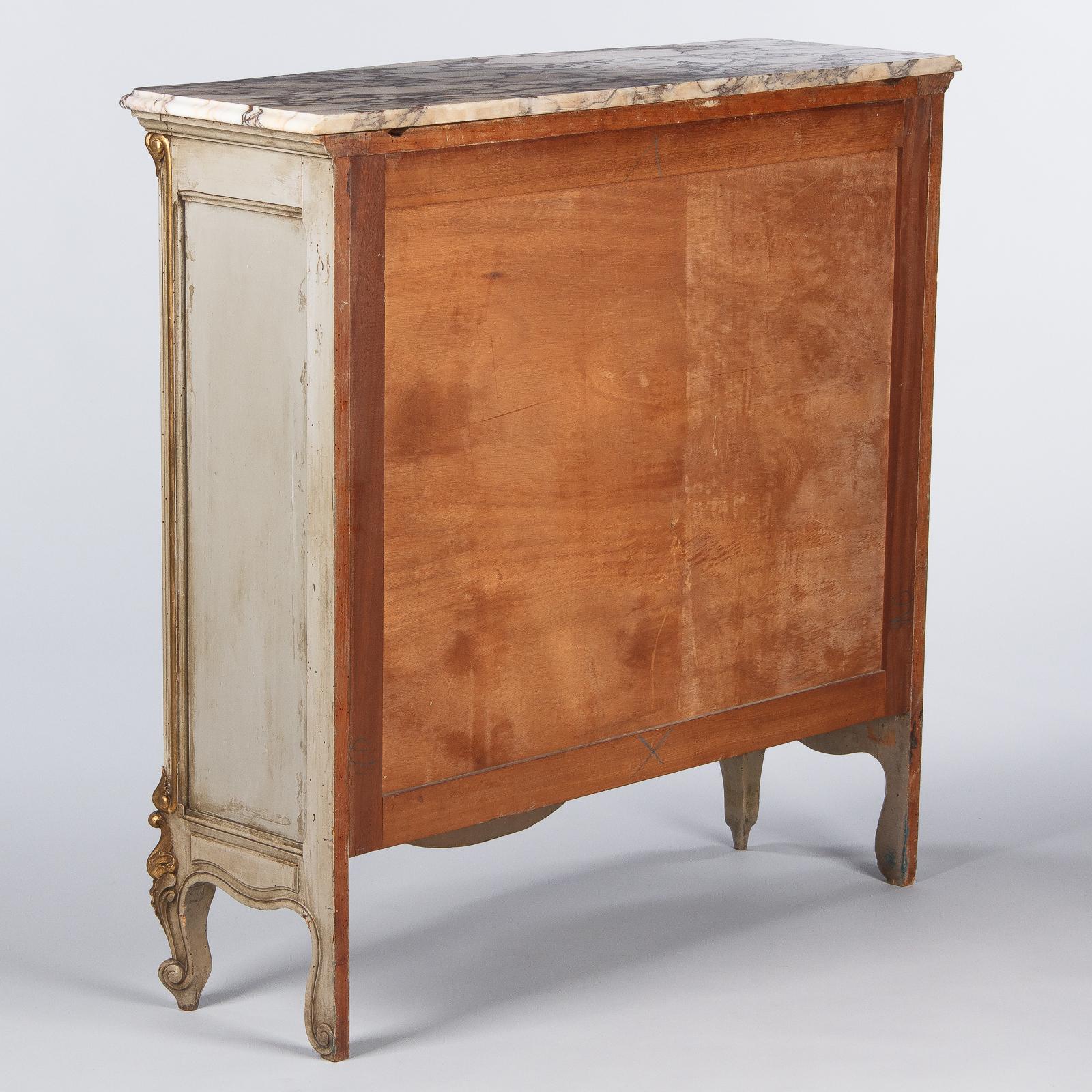 Italian Painted Sideboard with Marble Top in Louis XV Style, 1950s 10