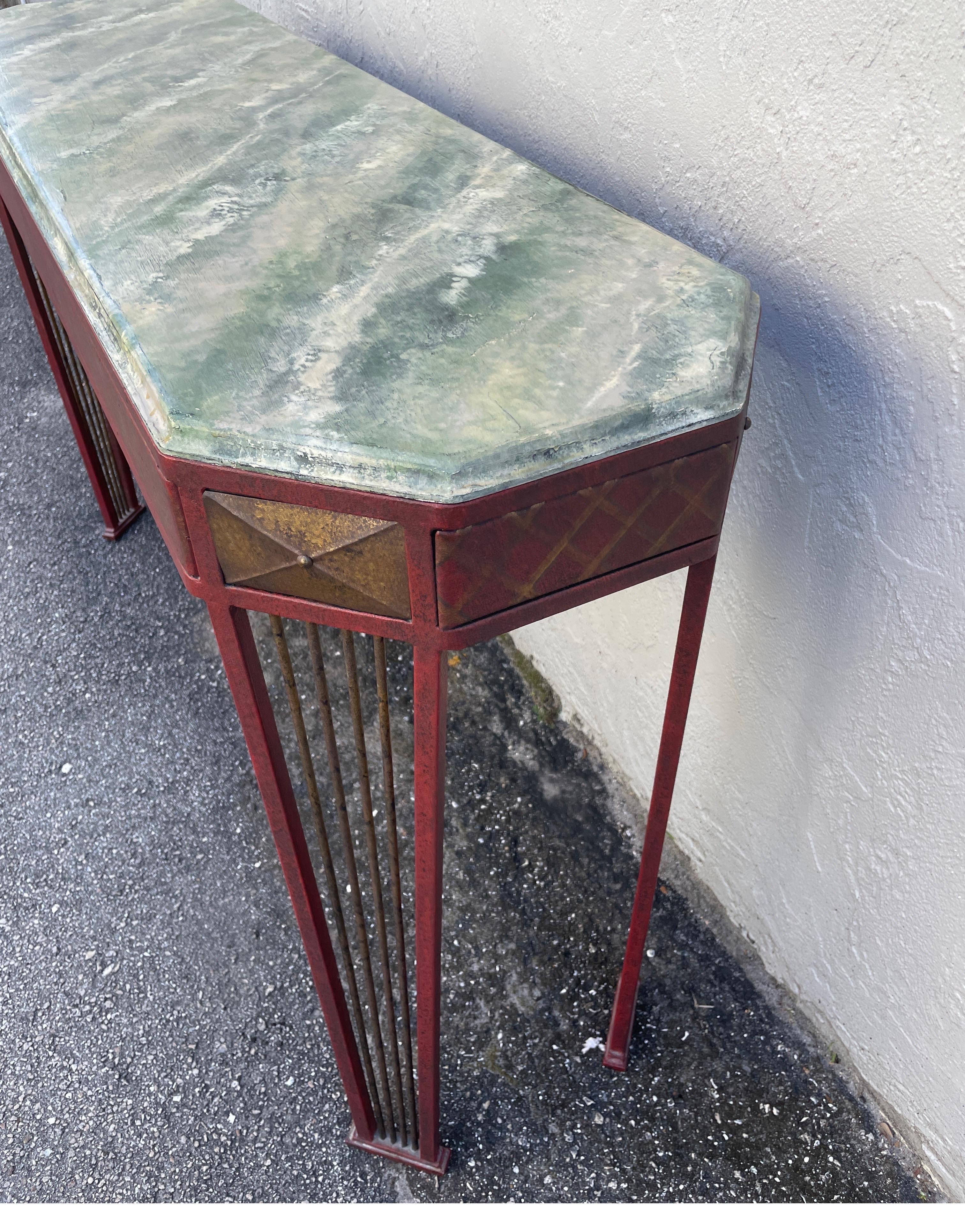 Italian Painted Tole Console Table In Good Condition For Sale In West Palm Beach, FL