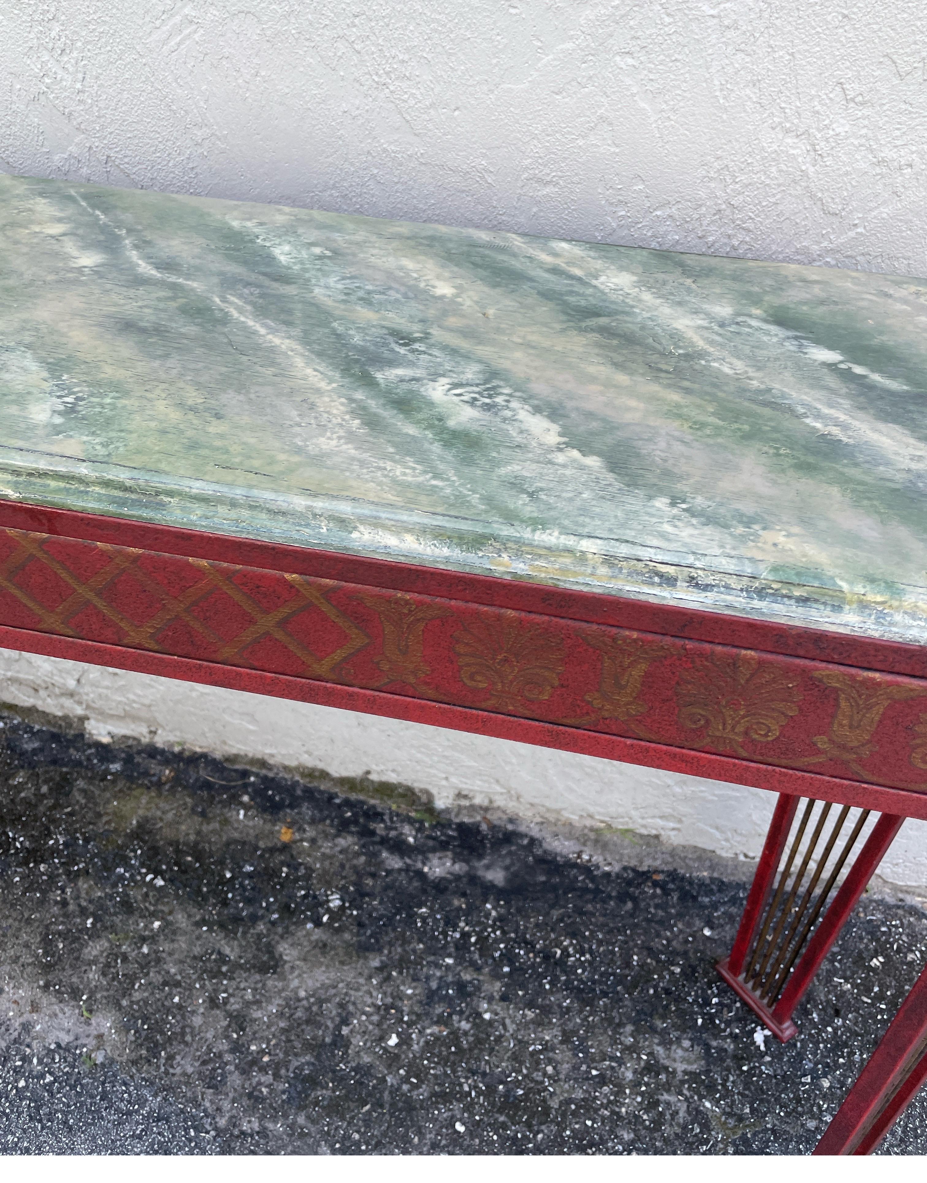 Tôle Italian Painted Tole Console Table For Sale