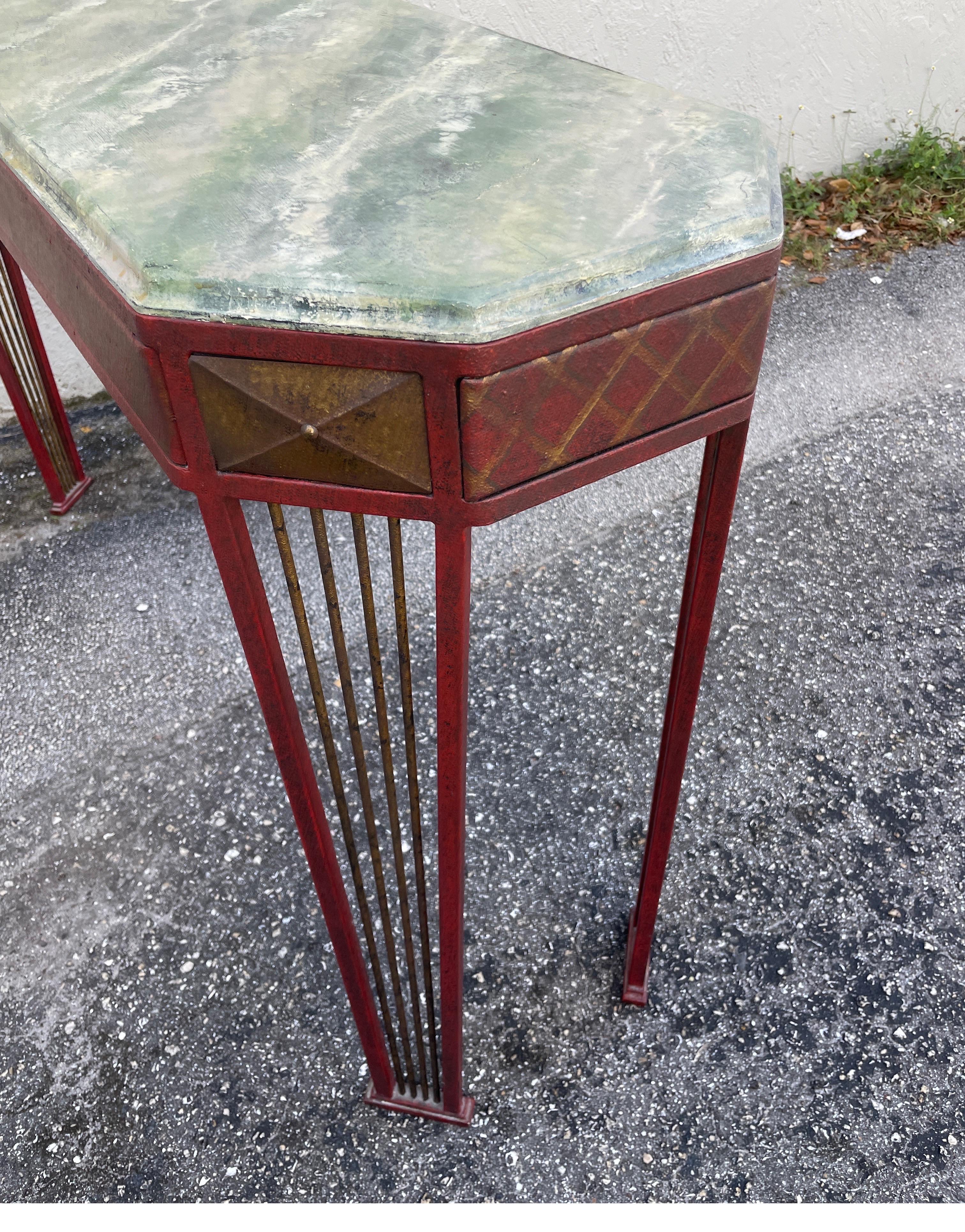 Italian Painted Tole Console Table For Sale 2