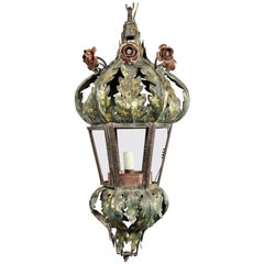 Italian Painted Tole Hall Lantern