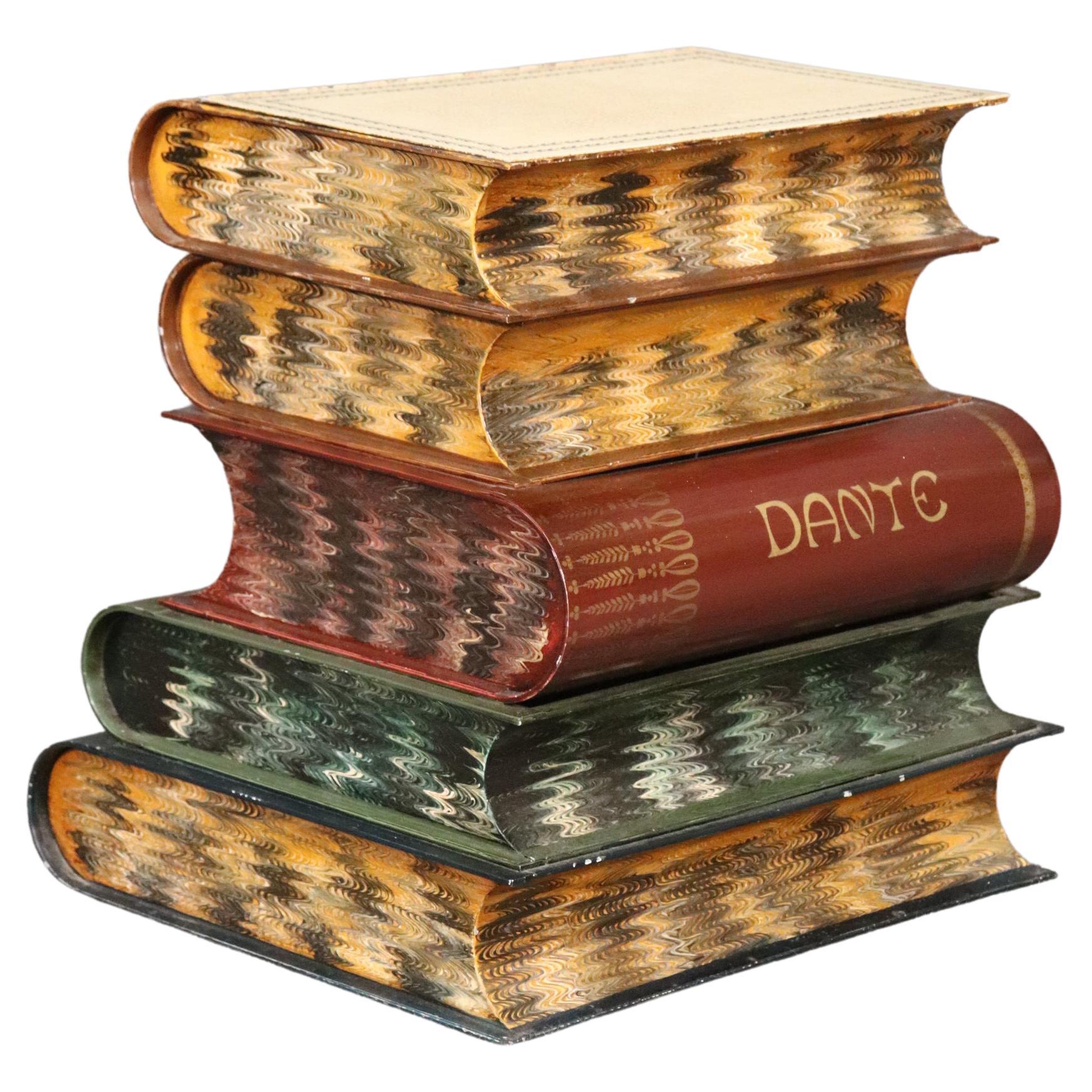 Tavolino italiano in metallo verniciato in stile libri di letteratura storica in vendita