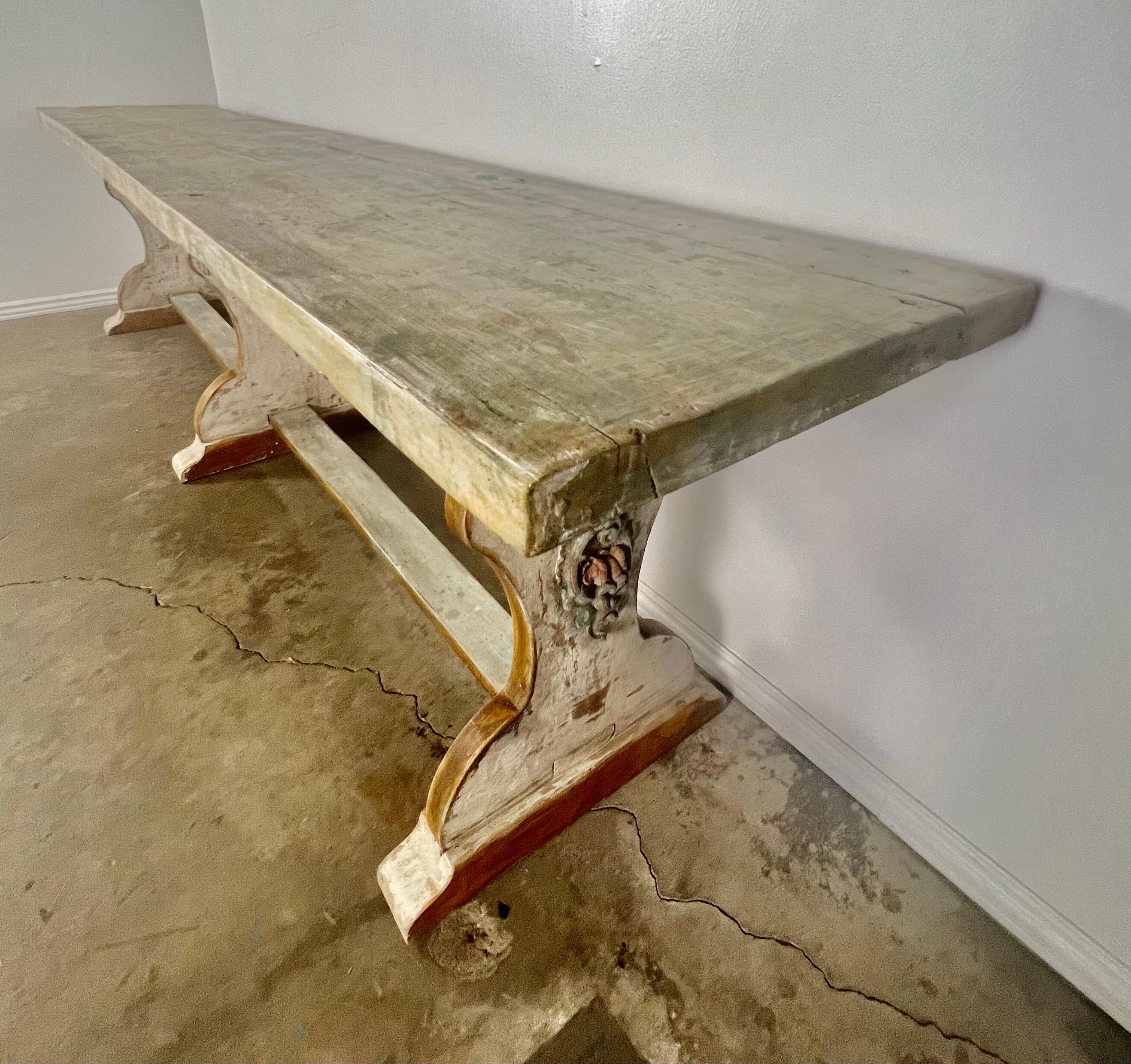 Wood Italian Painted Trestle Style Console C. 1930s