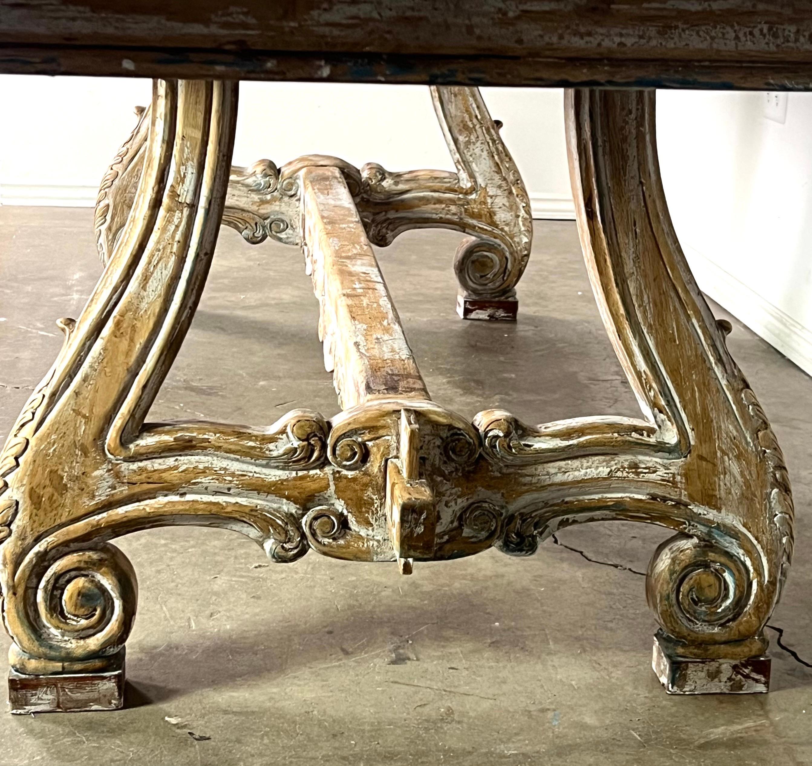 Legno Tavolo a cavalletto italiano dipinto C.C. in vendita