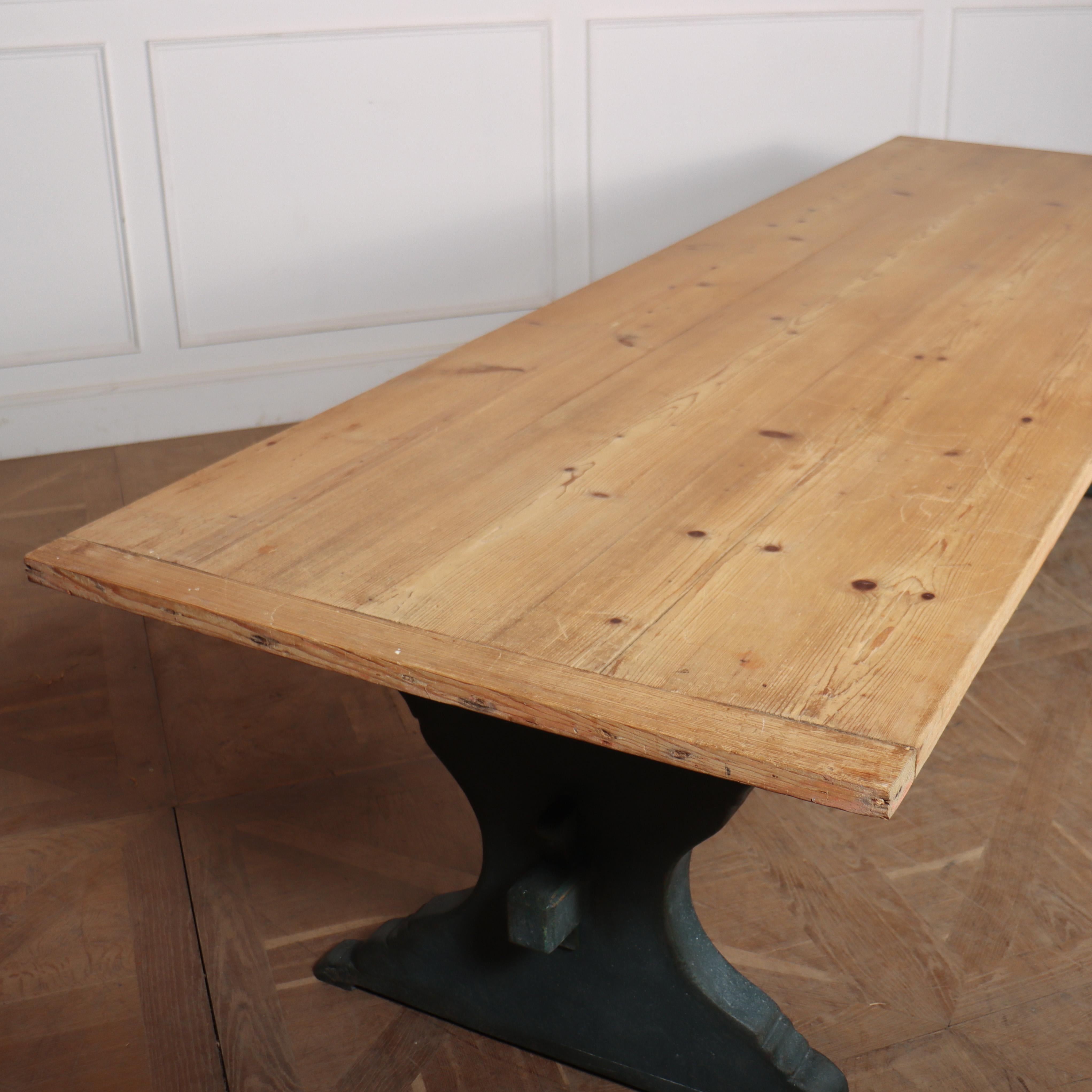 Pine Italian Painted Trestle Table For Sale