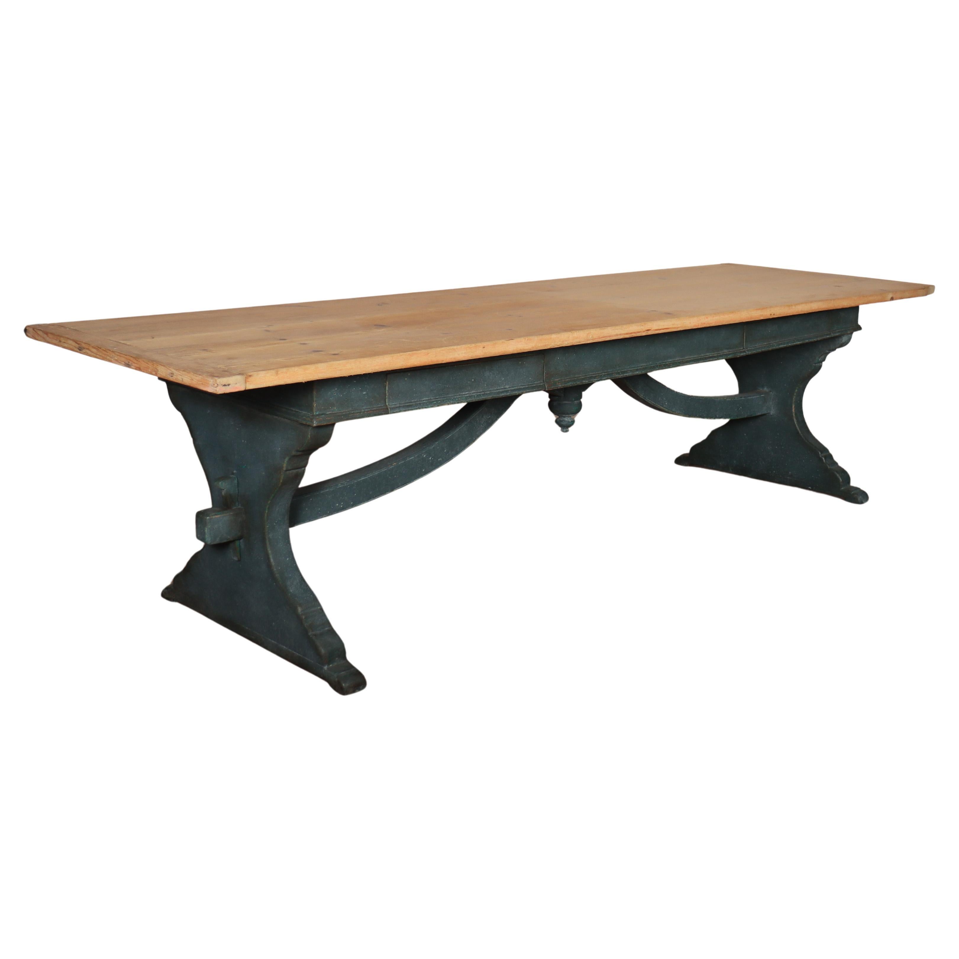 Italian Painted Trestle Table For Sale