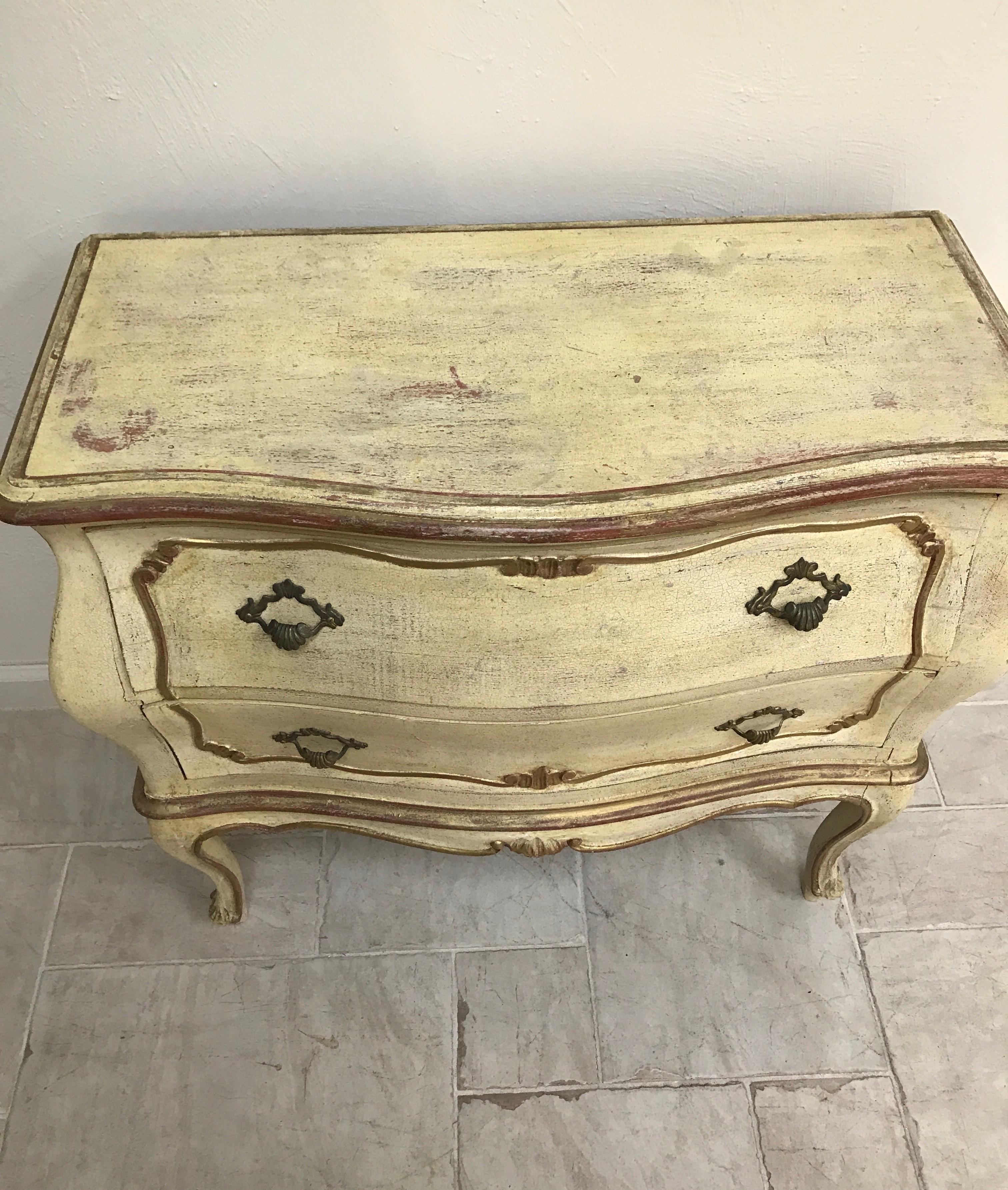 Painted two-drawer Venetian commode in Louis XV style.