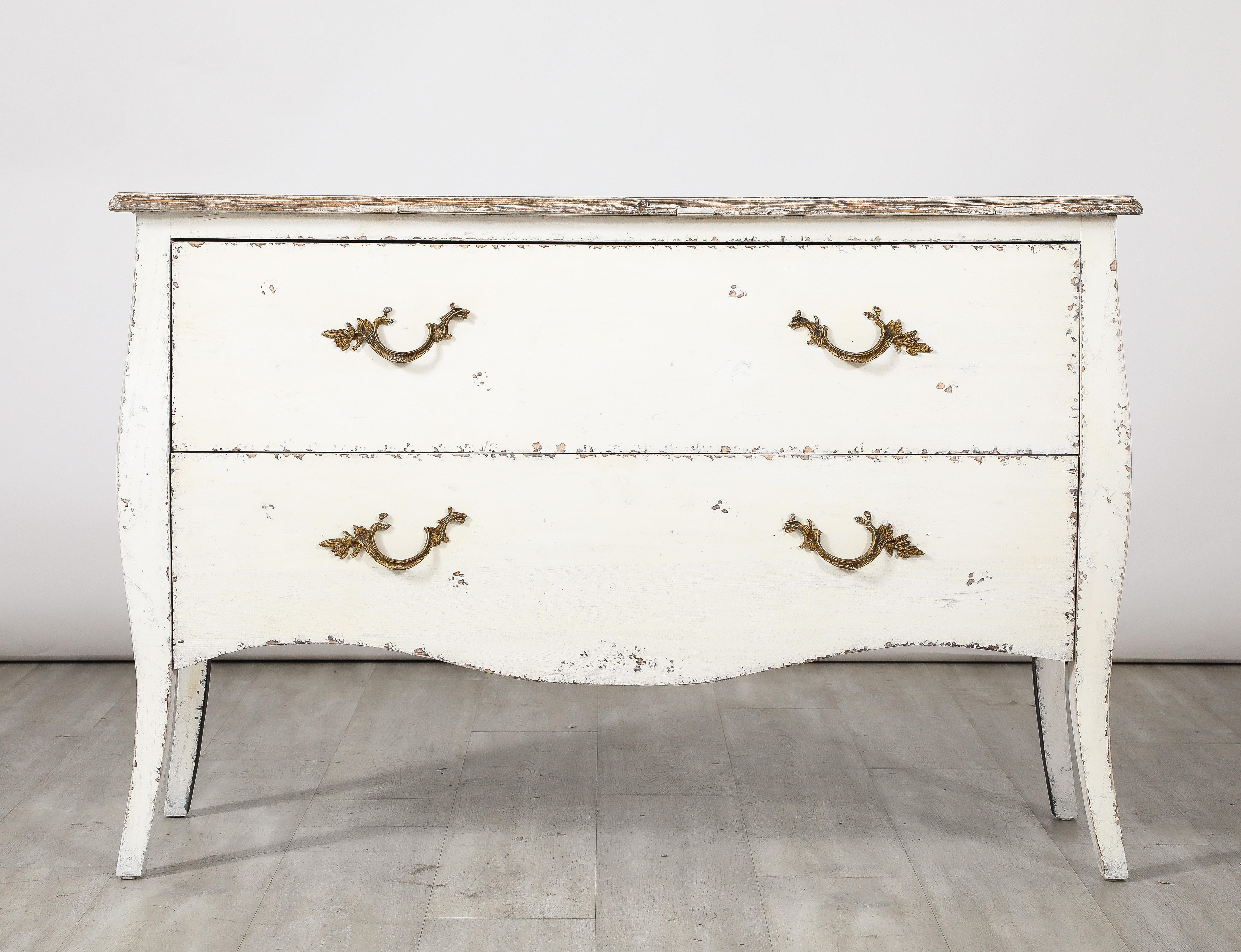 Hand-Painted Italian Painted Two-Drawer Rococo Commode For Sale