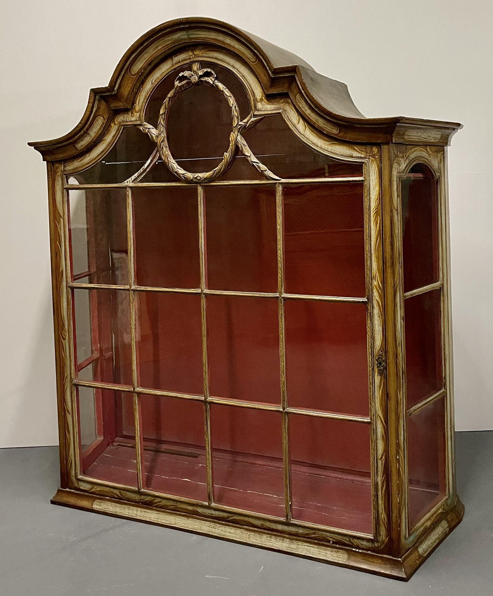 Italian Painted Wall Cabinet, Vitrine or Shelving Unit, 19th Century, Gustavian In Good Condition In Stamford, CT