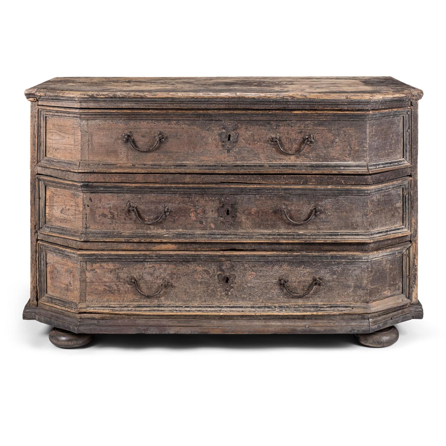 18th Century Large-Scale Italian Painted Walnut Commode