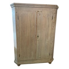 Used Italian Painted White 19th Century Armoire