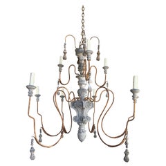 Italian Painted Wood and Iron Chandelier