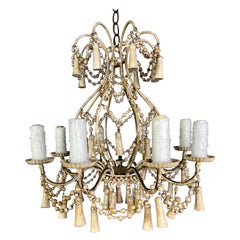 Italian Painted Wood Beaded Chandelier, circa 1930 Italian Painted Wood Beaded Chandelier, circa 1930