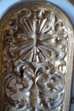 Italian Painted Wood Cabinet with One-Door and Elaborate Fabric Decor