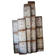 Italian Painted Wood Ceiling Panels Wall Art