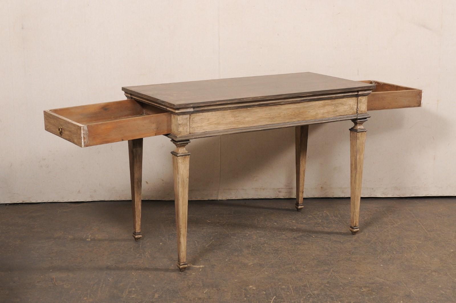 Table console italienne peinte (avec tiroirs d'appoint à chaque extrémité) Bon état - En vente à Atlanta, GA