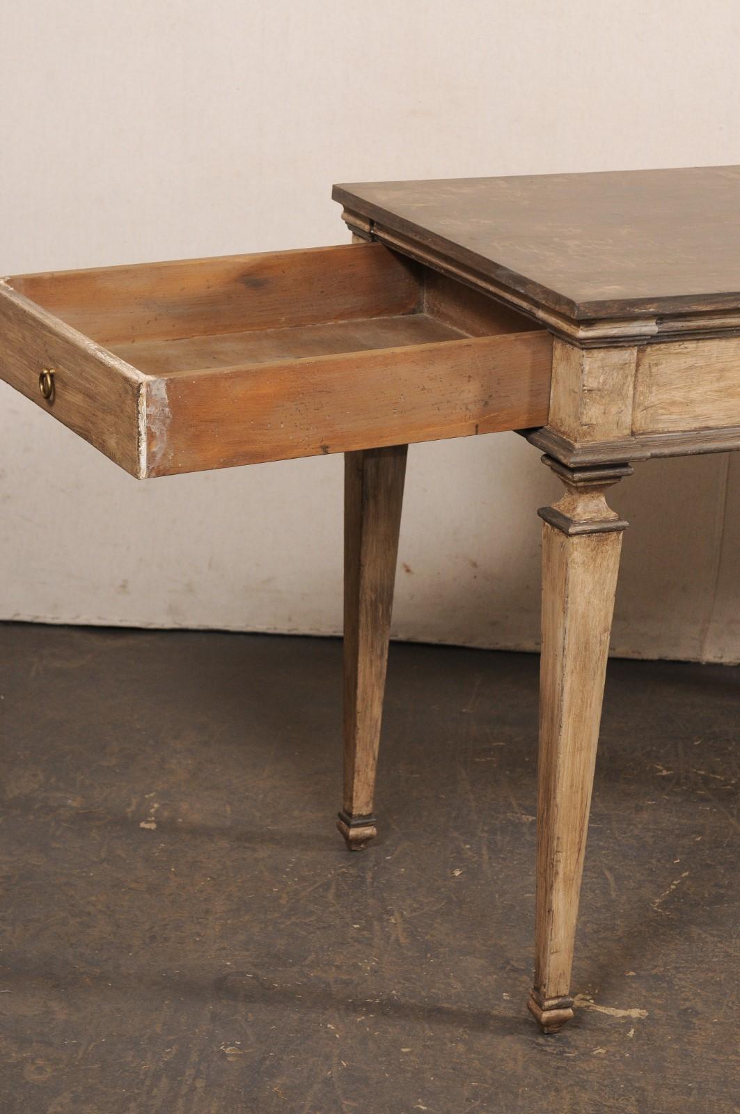 20ième siècle Table console italienne peinte (avec tiroirs d'appoint à chaque extrémité) en vente