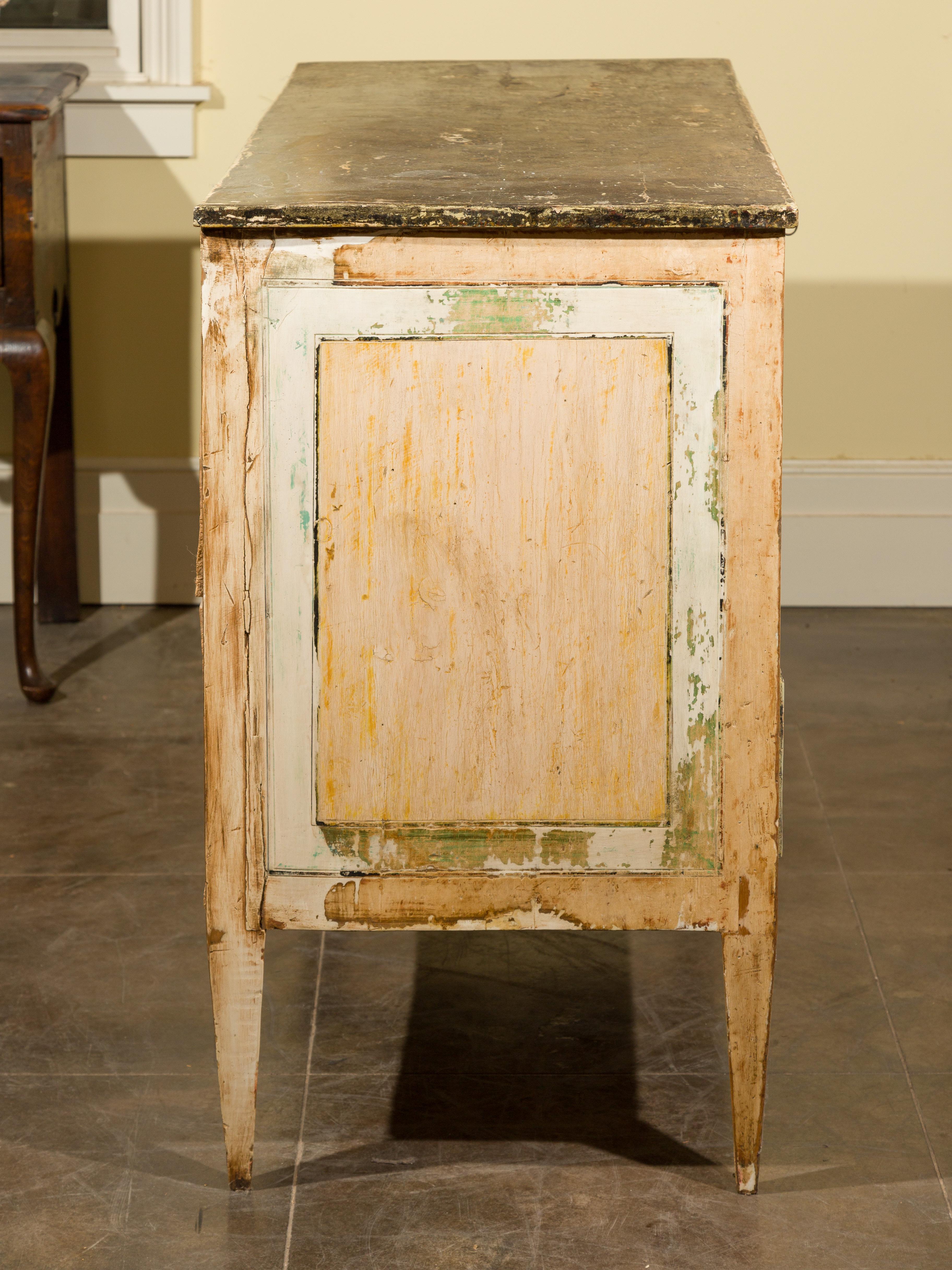 Italian Painted Wood Three-Drawer Commode with Tapered Legs, circa 1800 7
