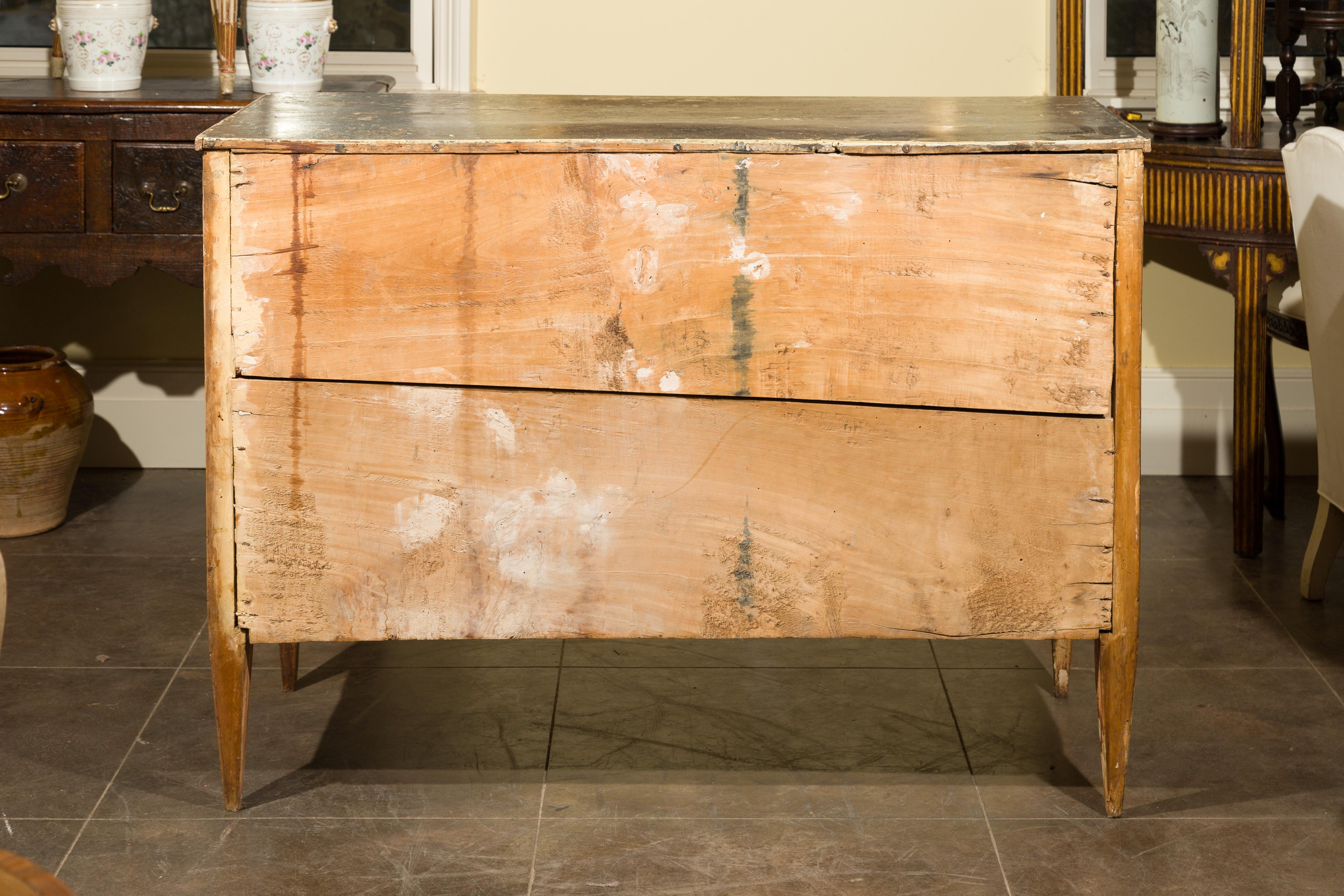 Italian Painted Wood Three-Drawer Commode with Tapered Legs, circa 1800 12
