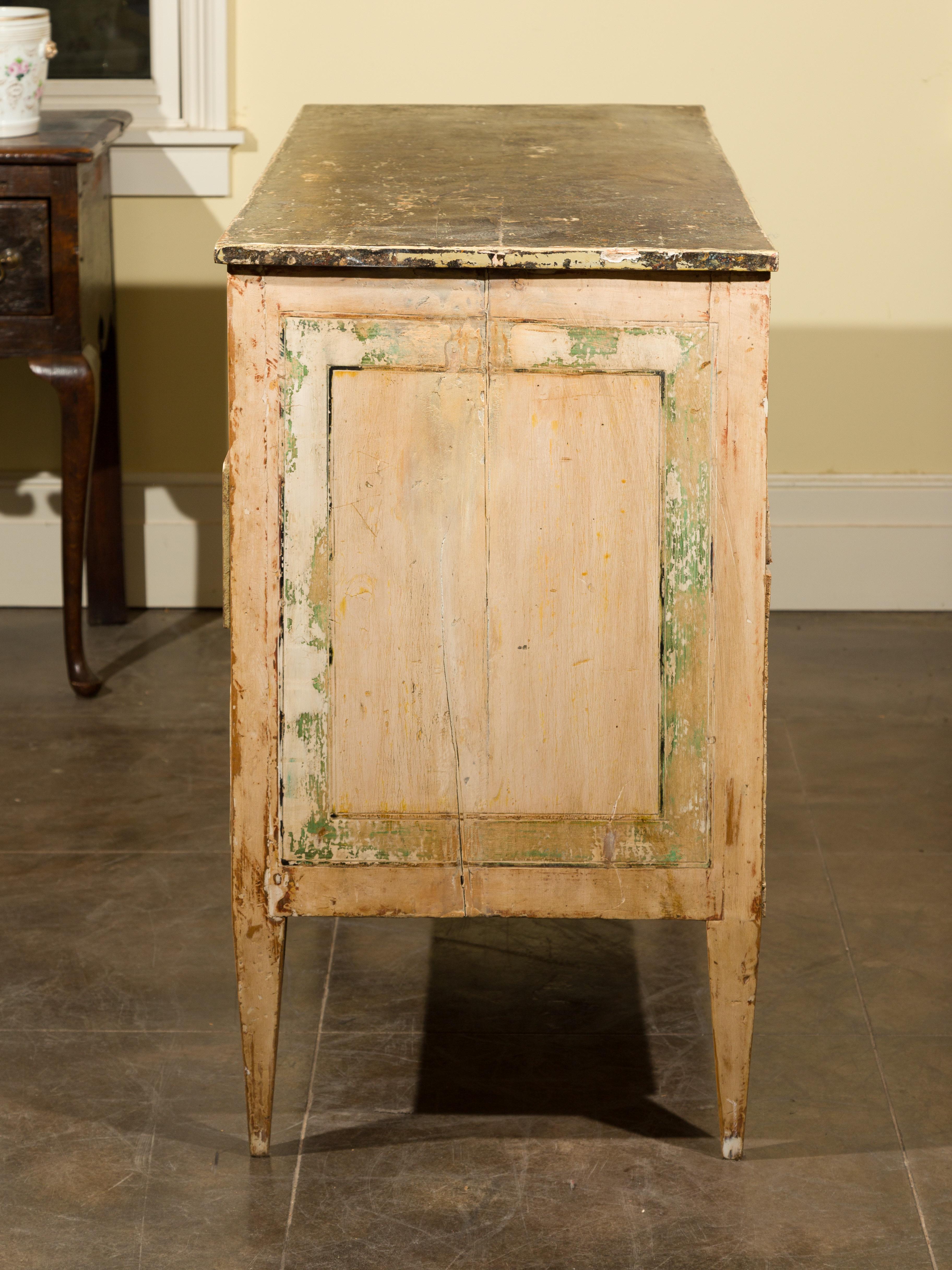 Italian Painted Wood Three-Drawer Commode with Tapered Legs, circa 1800 13
