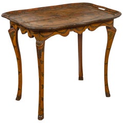 Italian Painted Wood Tray Top Table with Bird and Floral Motifs, circa 1920