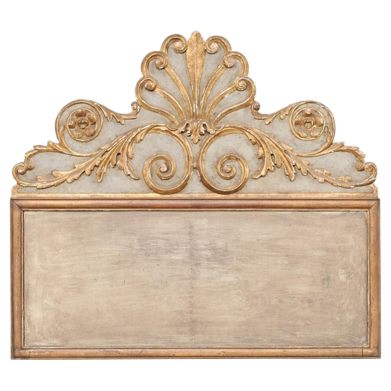 Italian Painted Wood Wall Plaque w/Shell Crest, Late 19th C. For Sale