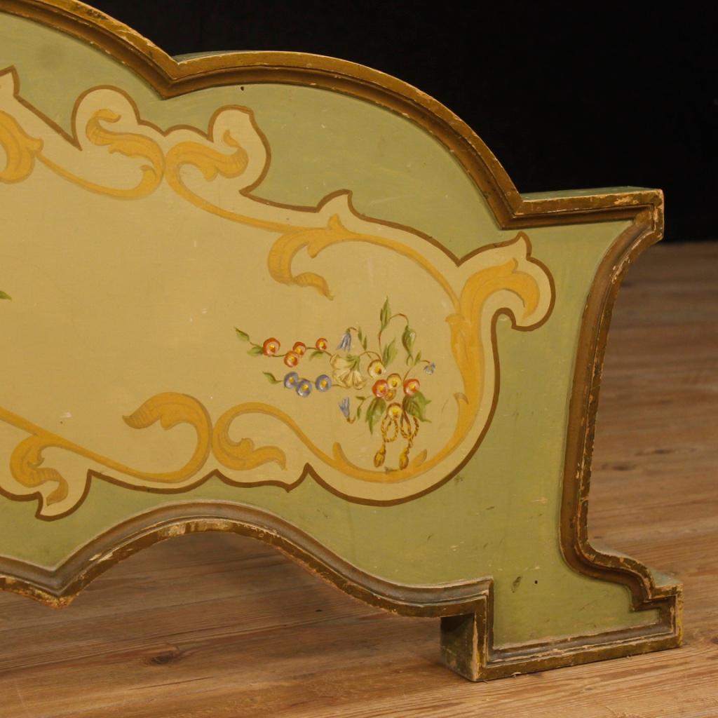 Mid-20th Century Italian Painted Wooden Double Bed in Art Nouveau Style from 20th Century