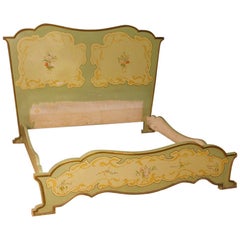 Italian Painted Wooden Double Bed in Art Nouveau Style from 20th Century
