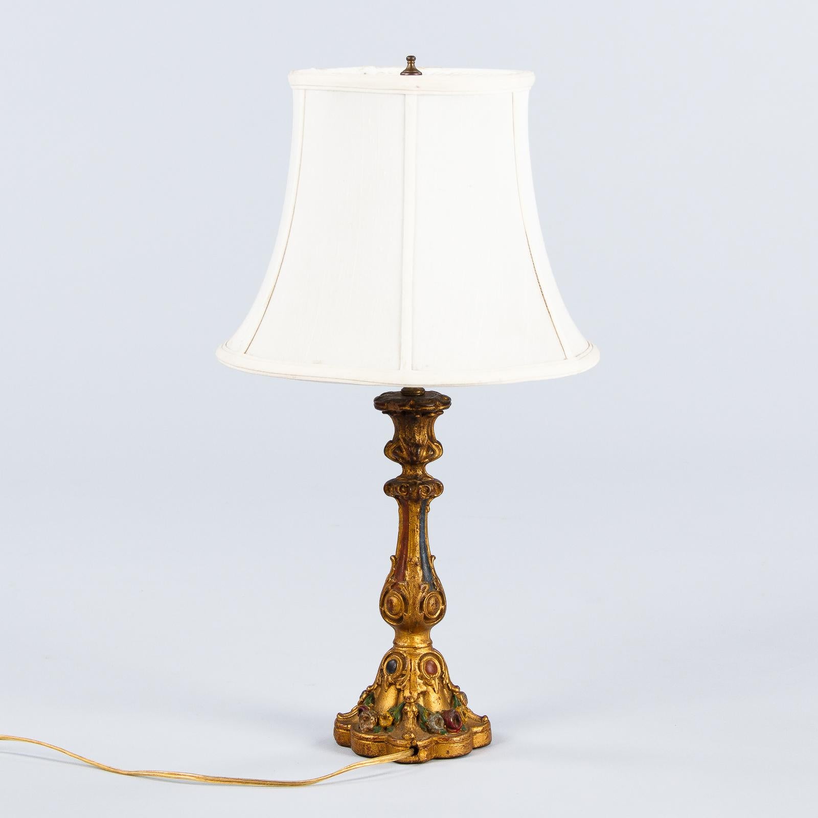 Italian Painted Wooden Table Lamp, 1920s 6