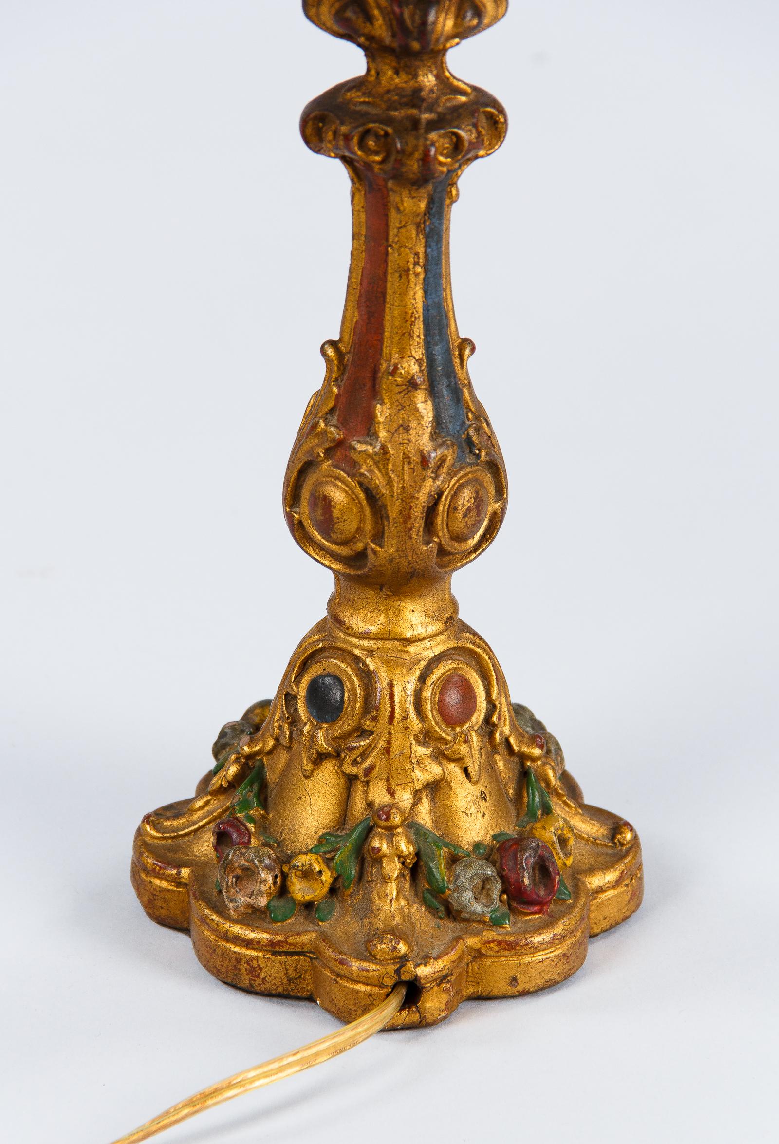 Italian Painted Wooden Table Lamp, 1920s 7