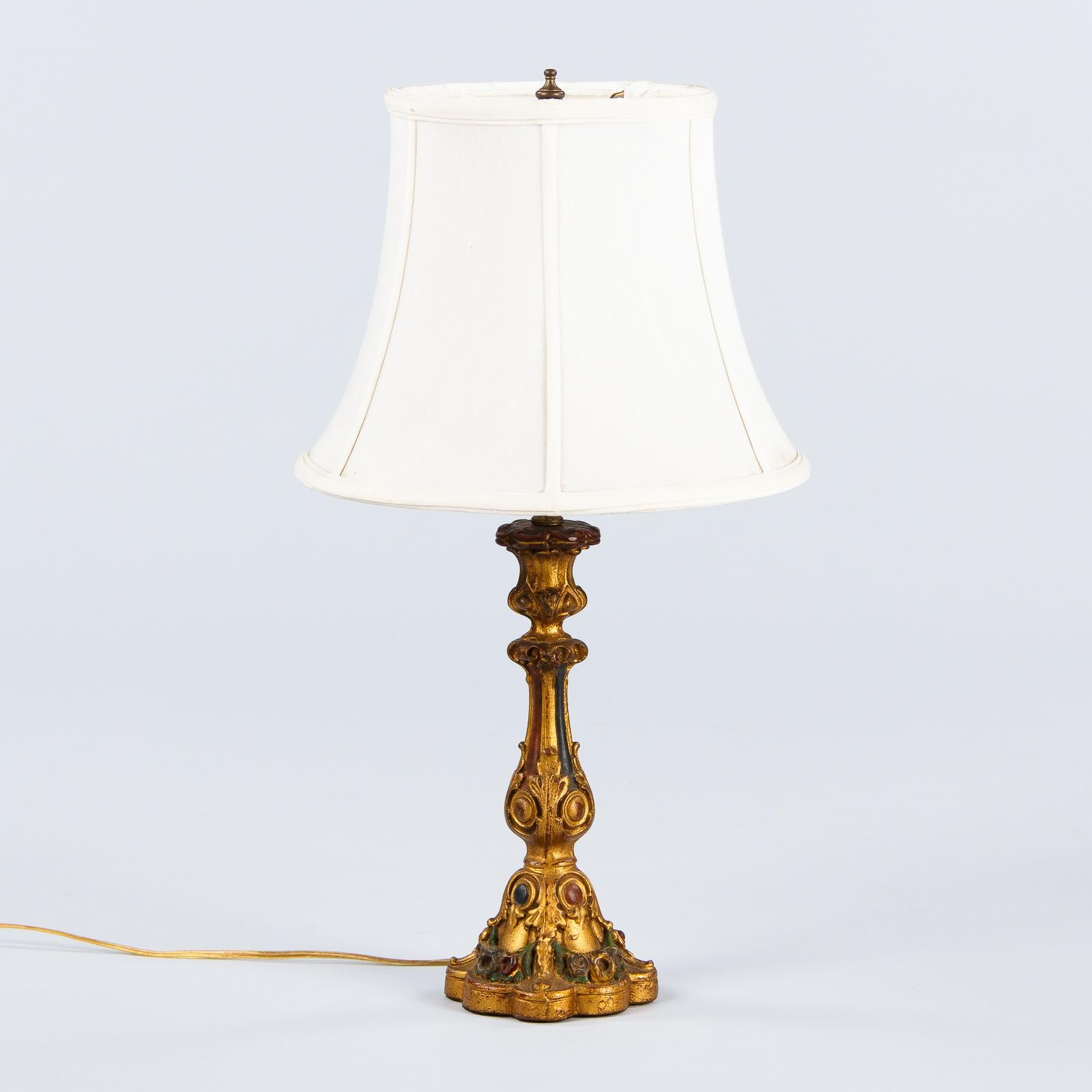 Italian Painted Wooden Table Lamp, 1920s 1