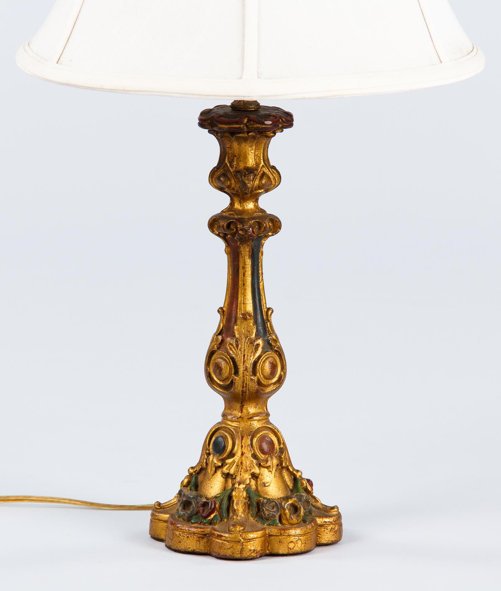 Italian Painted Wooden Table Lamp, 1920s 2