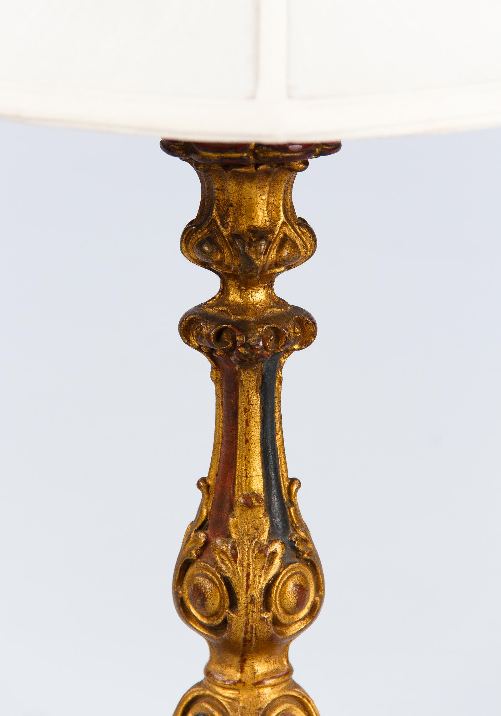 Italian Painted Wooden Table Lamp, 1920s 3
