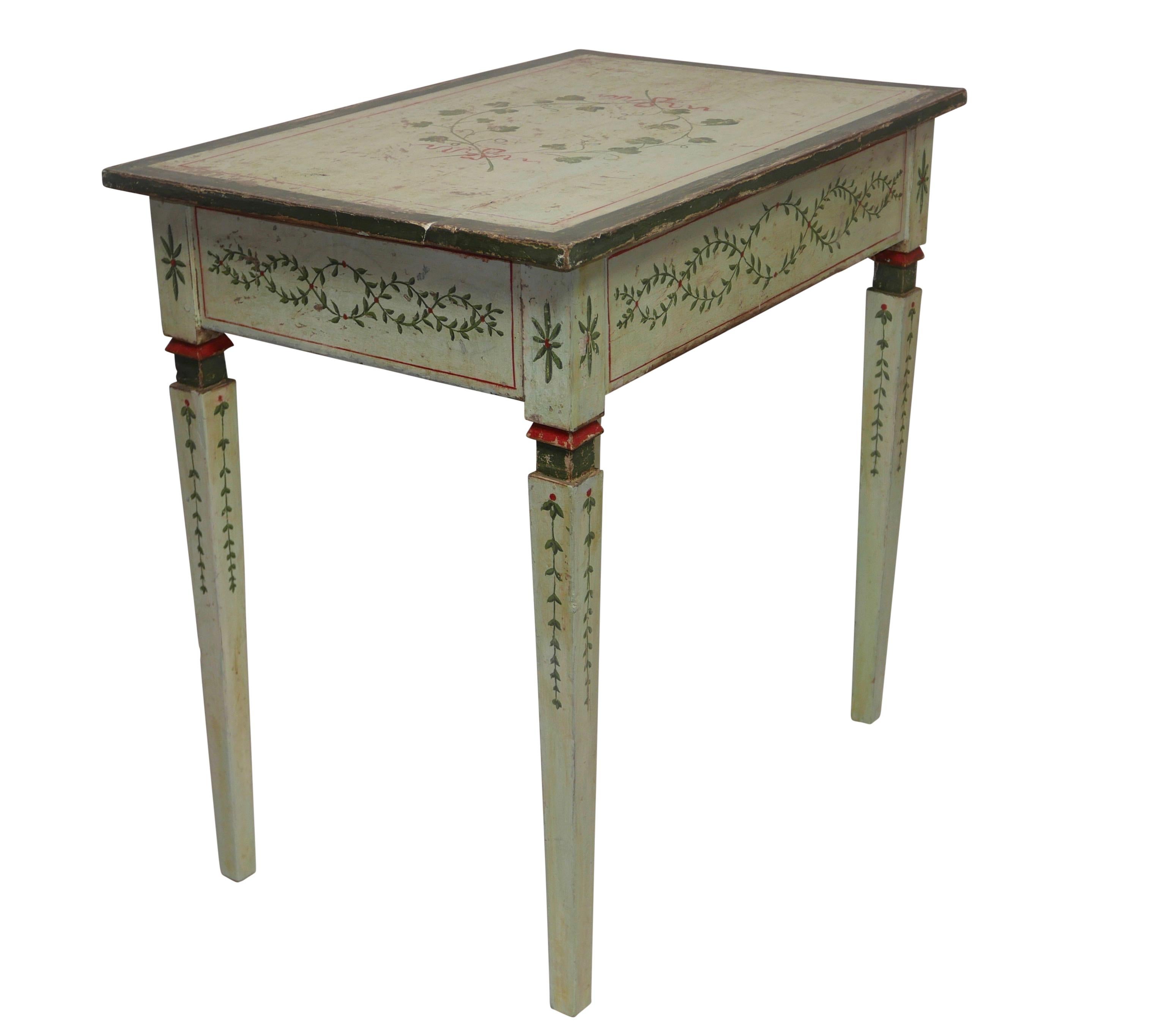 Italian Painted Writing Table, Desk, Side Table, Early 19th Century 7