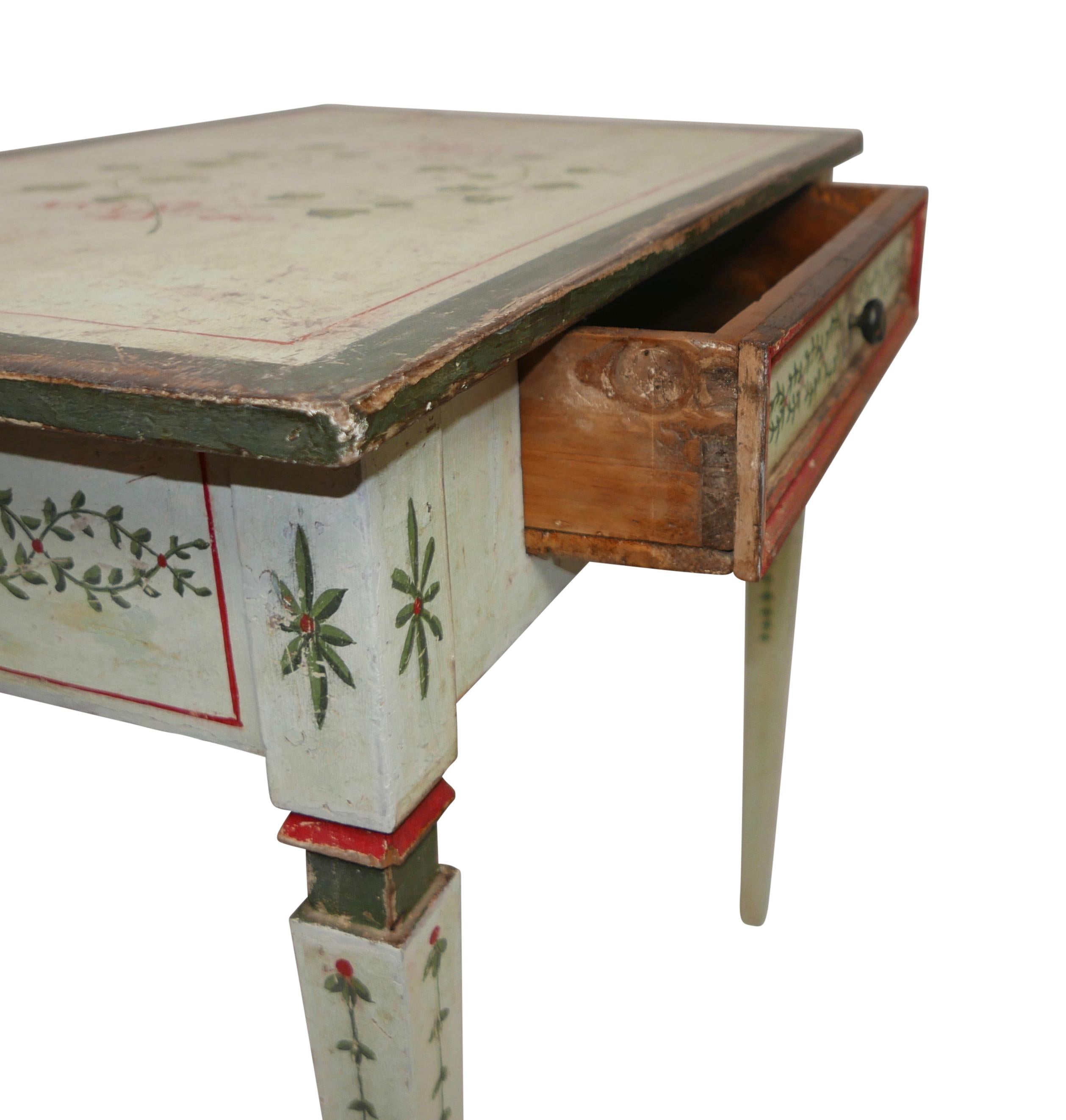 Italian Painted Writing Table, Desk, Side Table, Early 19th Century 1